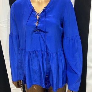 Lily Pulitzer blue silk boho top